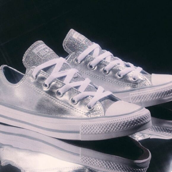 Converse Chuck Taylor All-Star Sparkle Party Low-Top Sneakers- Metallic Granite - Picture 1 of 11